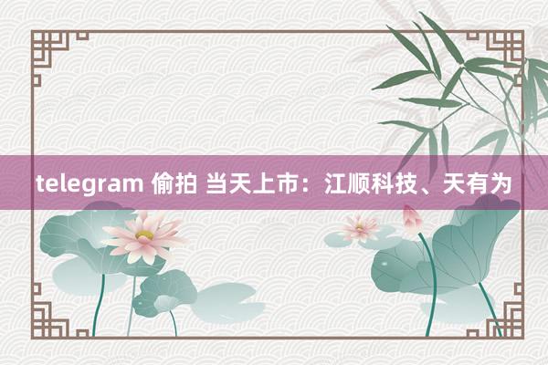 telegram 偷拍 当天上市：江顺科技、天有为