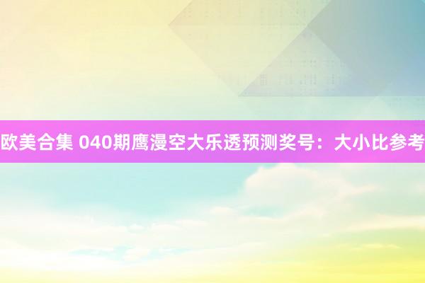 欧美合集 040期鹰漫空大乐透预测奖号：大小比参考